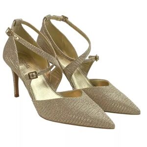 MICHAEL MICHAEL KORS ADELA FLEX PUMP GLITTER CHAIN MESH, Color Sand Size 9.5